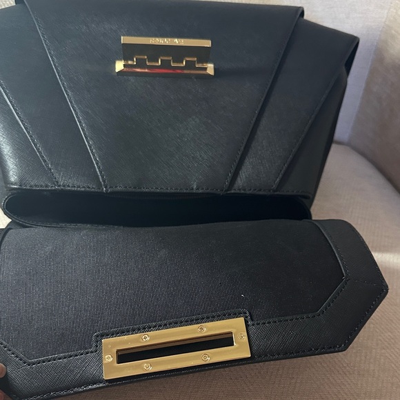 ZAC Zac Posen Elegant Black Satchel with Gold Hardware - Picture 6 of 11